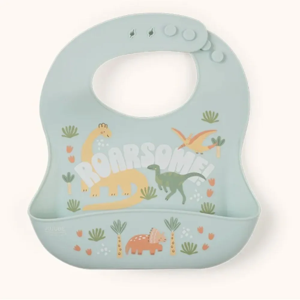 Ju-Ju-Be Silicone Bib - Dino Fun in Green